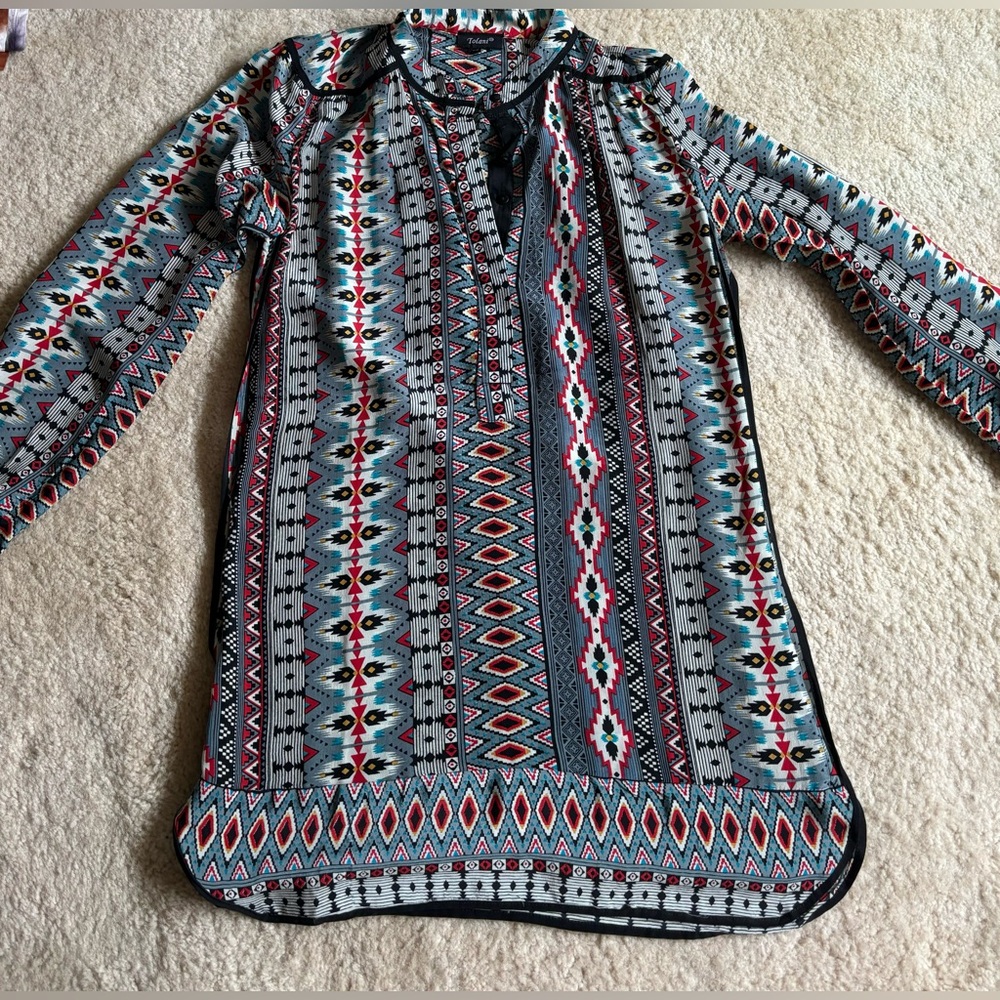 Tolani XS MULTI SILK SHIFT TUNIC DRESS.